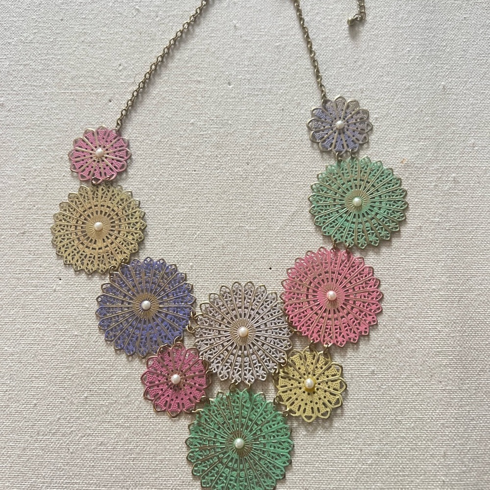Floral Filigree Multi-Color Necklace